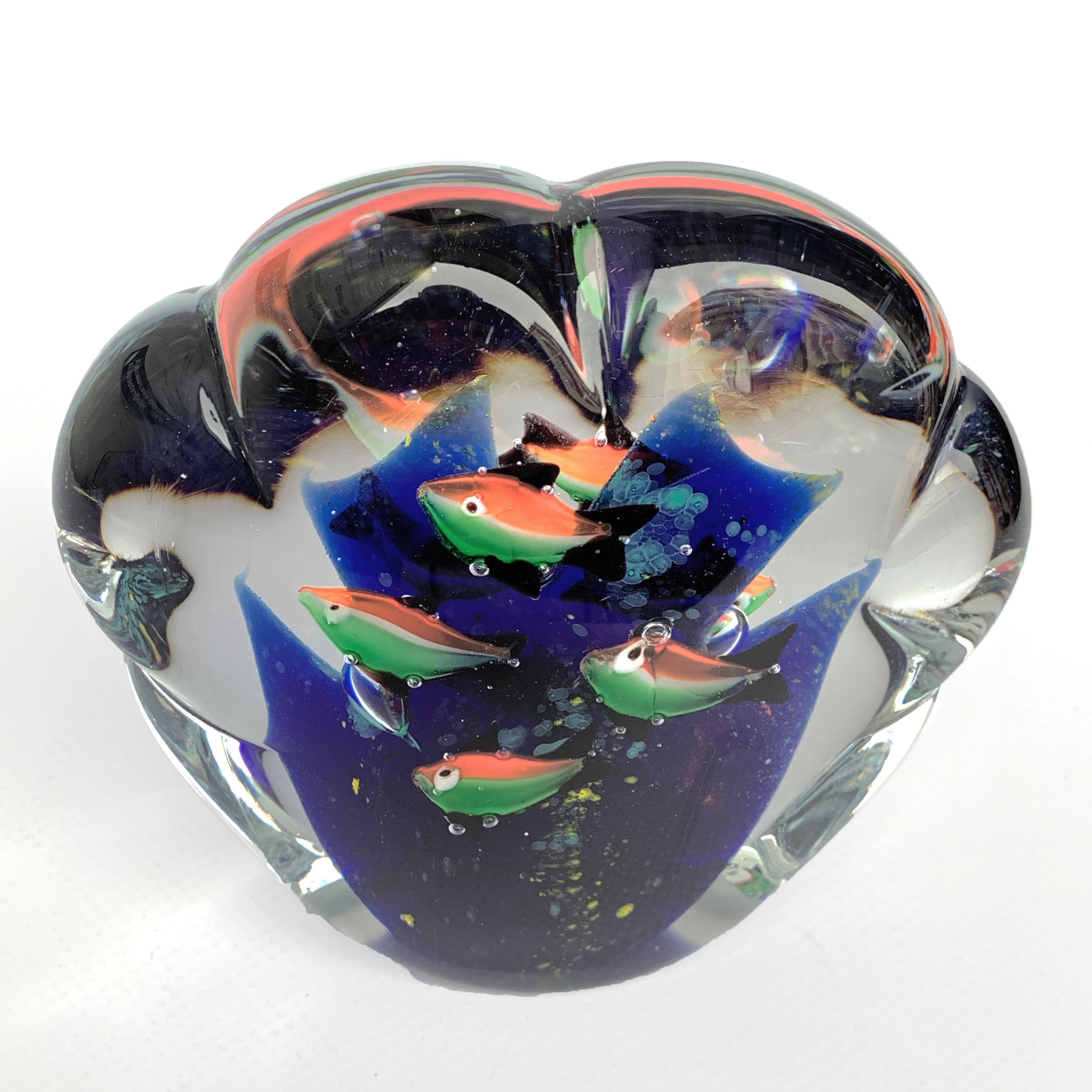 Paperweight Sculpture for Aquarium in White, Blue, Red and Green Murano Glass 1