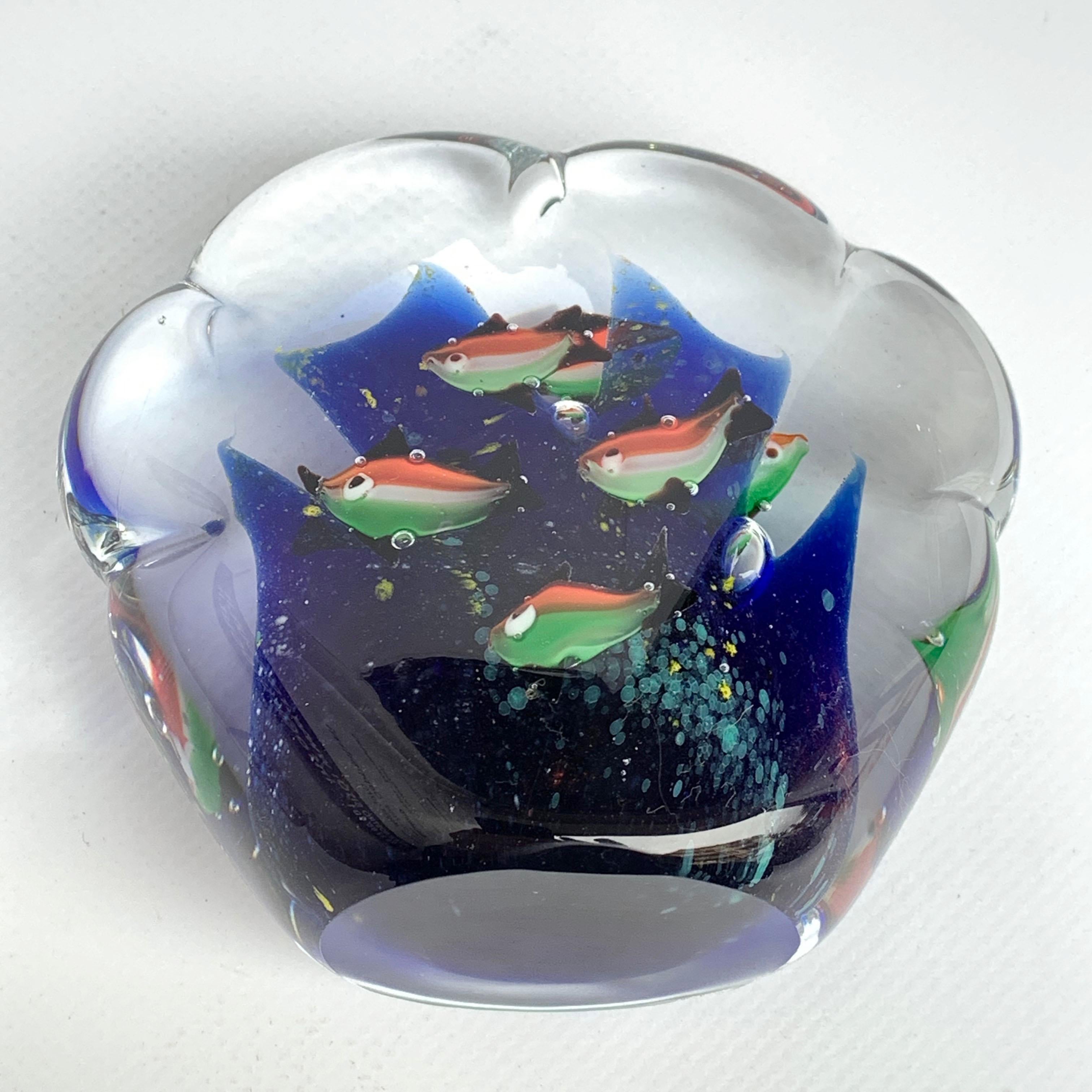 Paperweight Sculpture for Aquarium in White, Blue, Red and Green Murano Glass 2