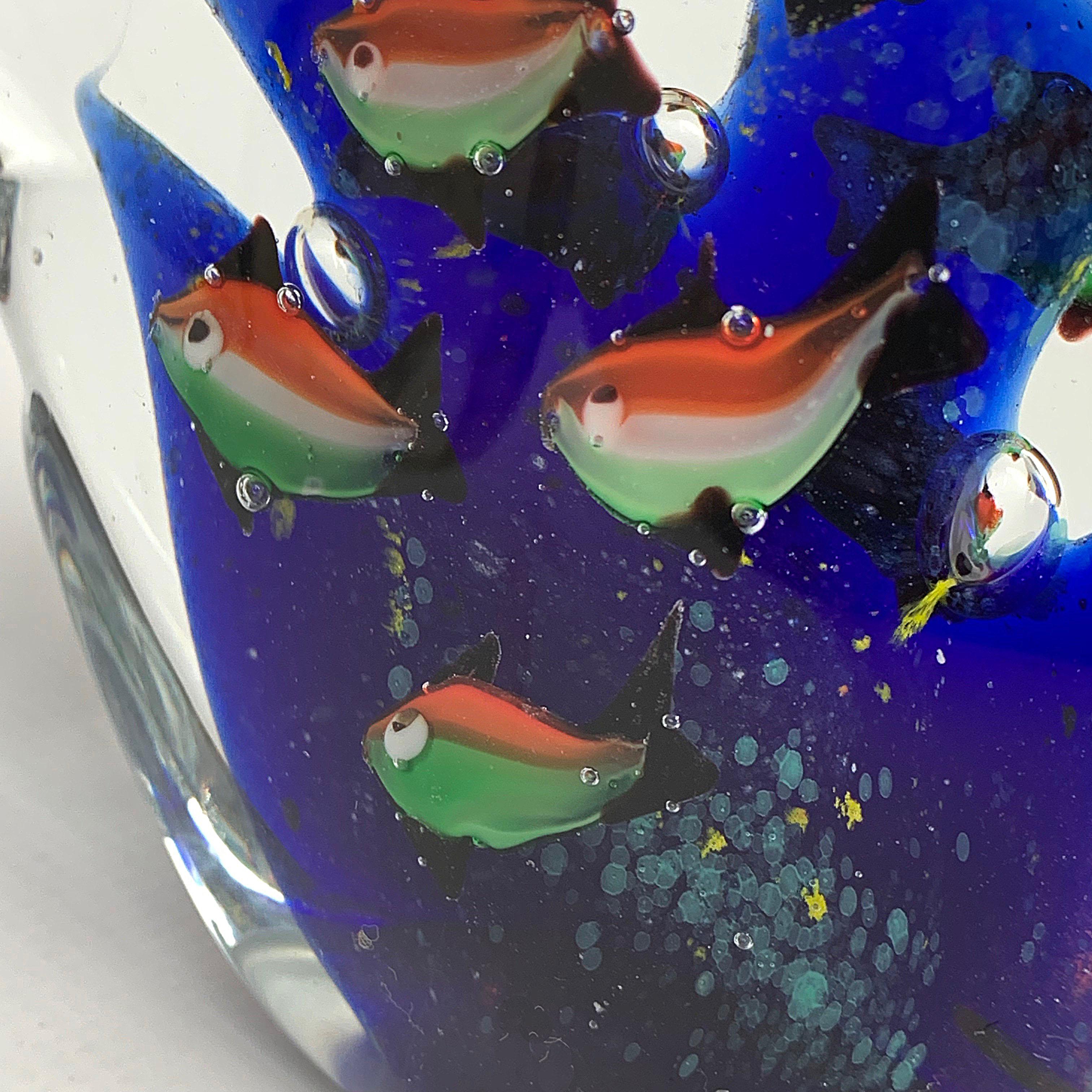 Paperweight Sculpture for Aquarium in White, Blue, Red and Green Murano Glass 3