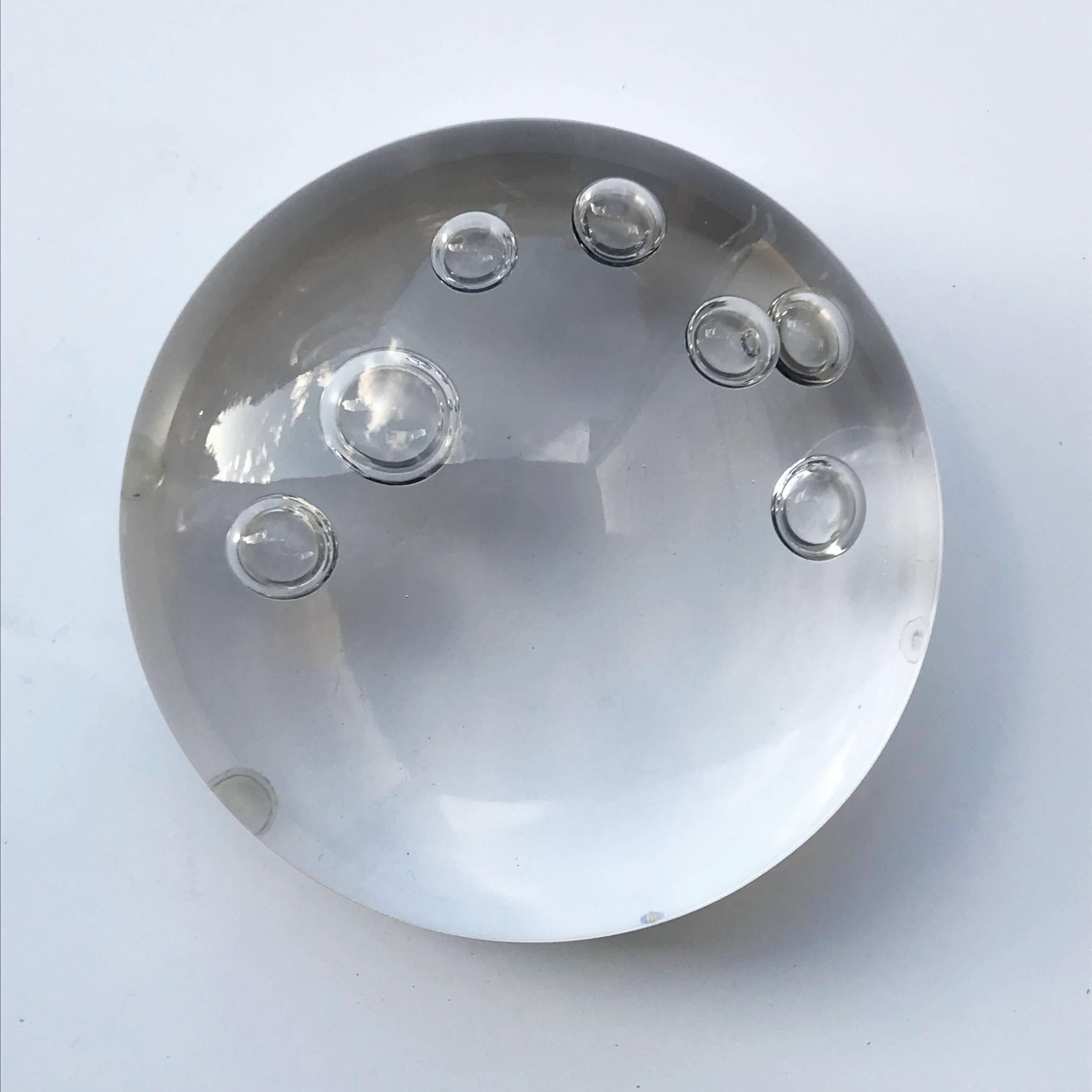 Paperweight Signed Seguso Su with Air Bubbles Murano, Italy 1