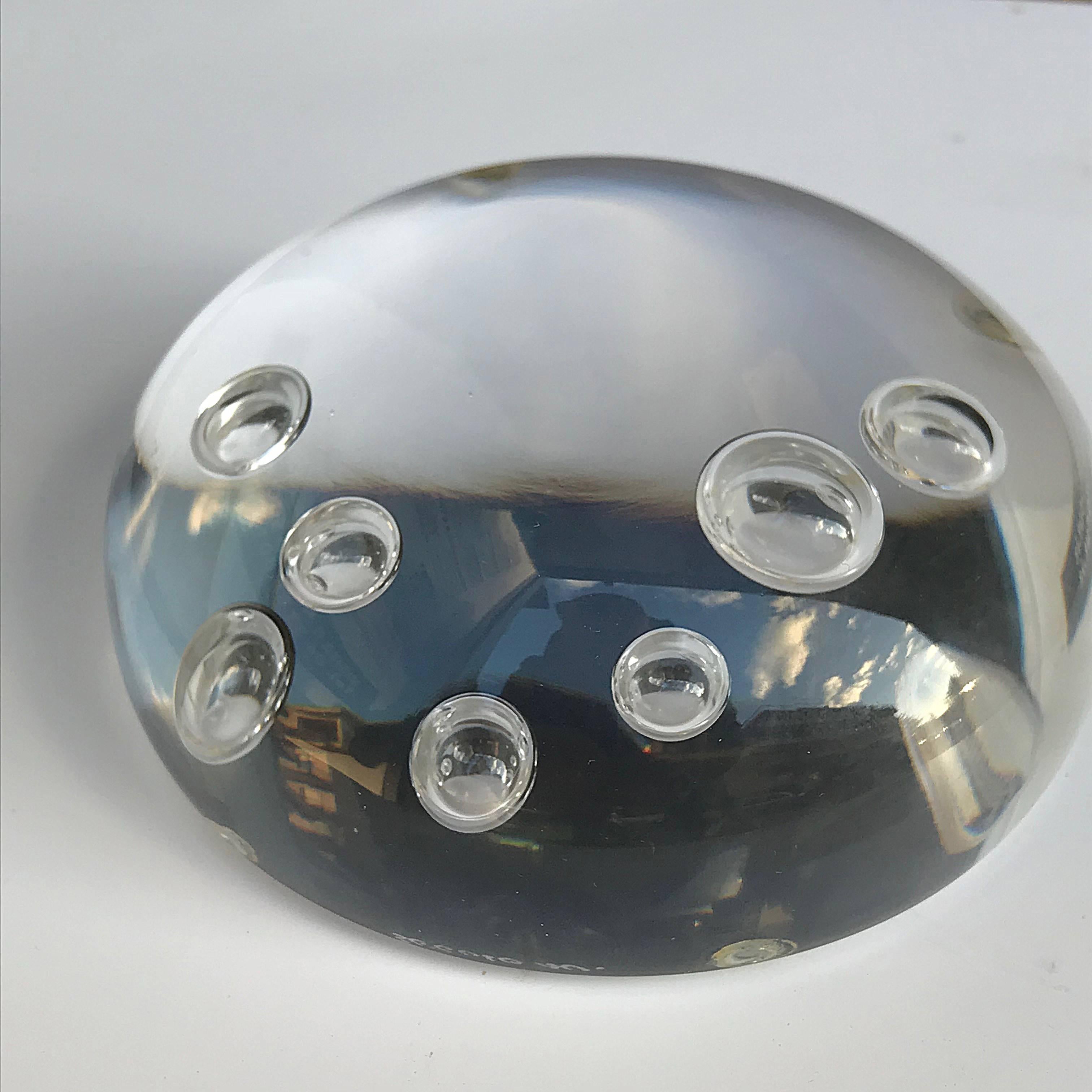 Paperweight Signed Seguso Su with Air Bubbles Murano, Italy 2