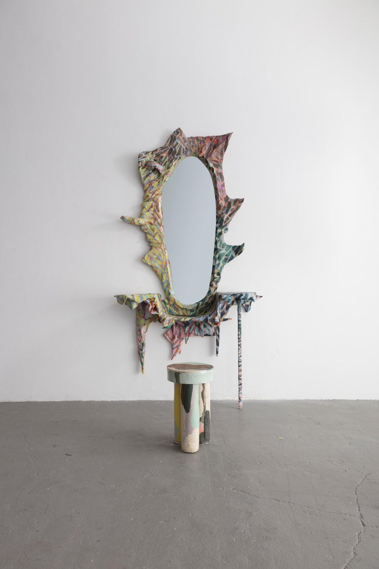 Papier Caché Sculptural Vanity and Wall-Mounted Mirror by ...