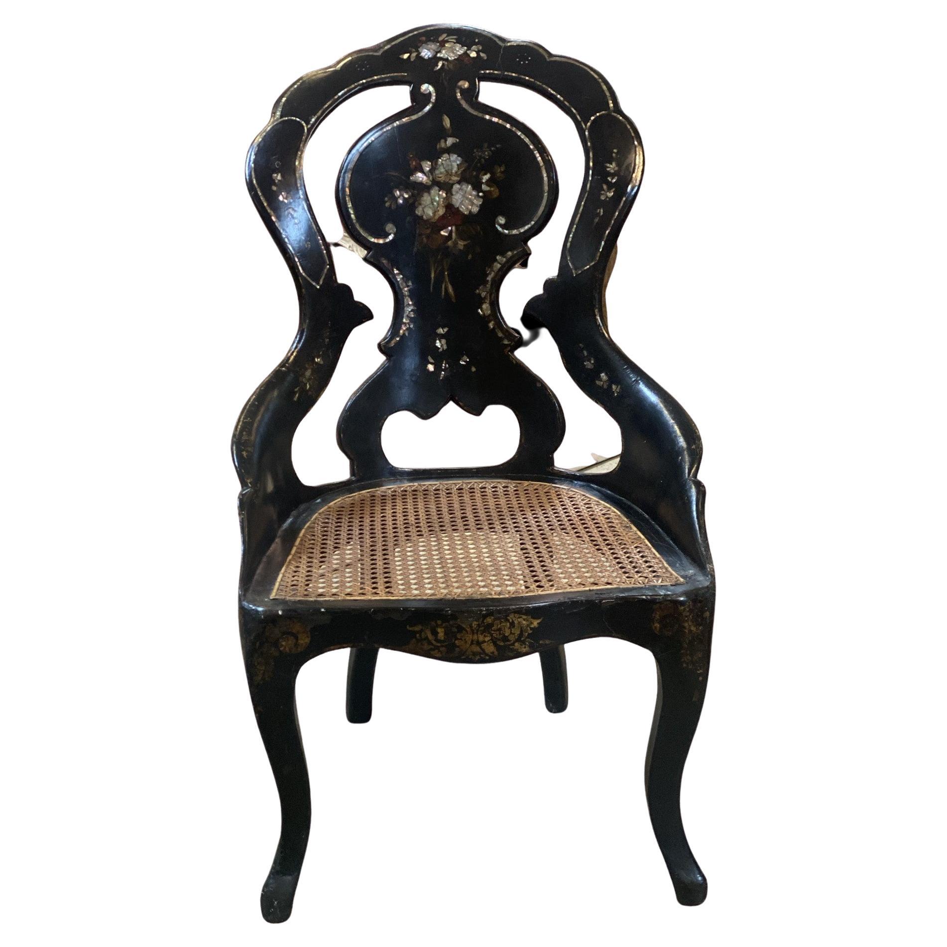 Papier-mâché 19th Century Gold Leaf Detail Chair For Sale