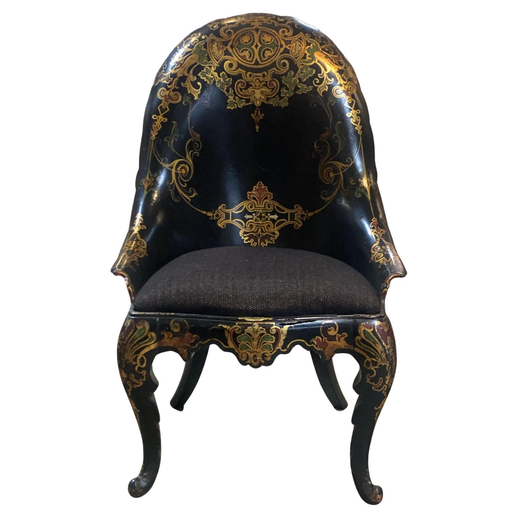 Papier-mâché 19th Century Gold Leaf Detail Chair For Sale