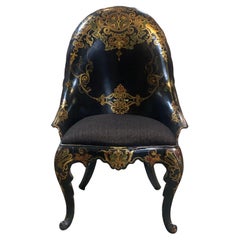 Pappmaché-Stuhl mit Blattgold-Details aus dem 19.
