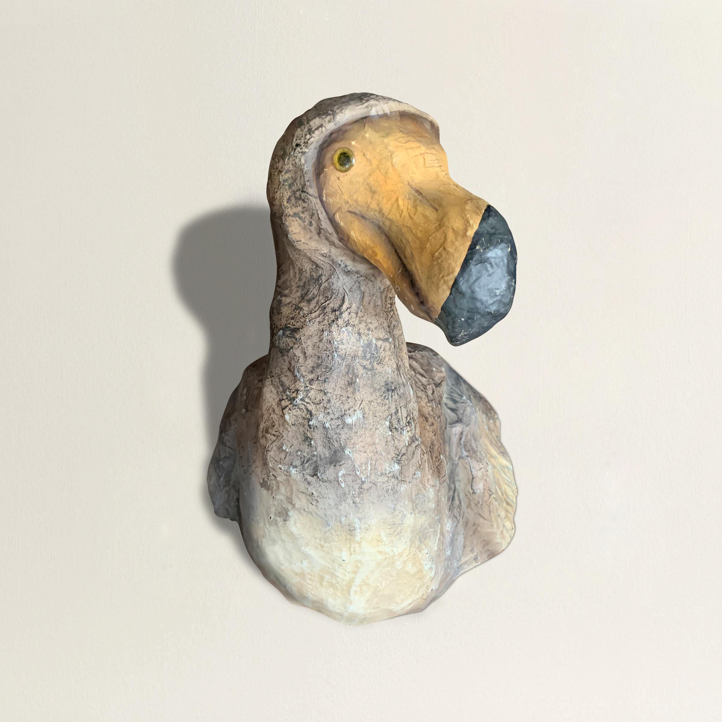 A whimsical papier-mâché dodo bird 
