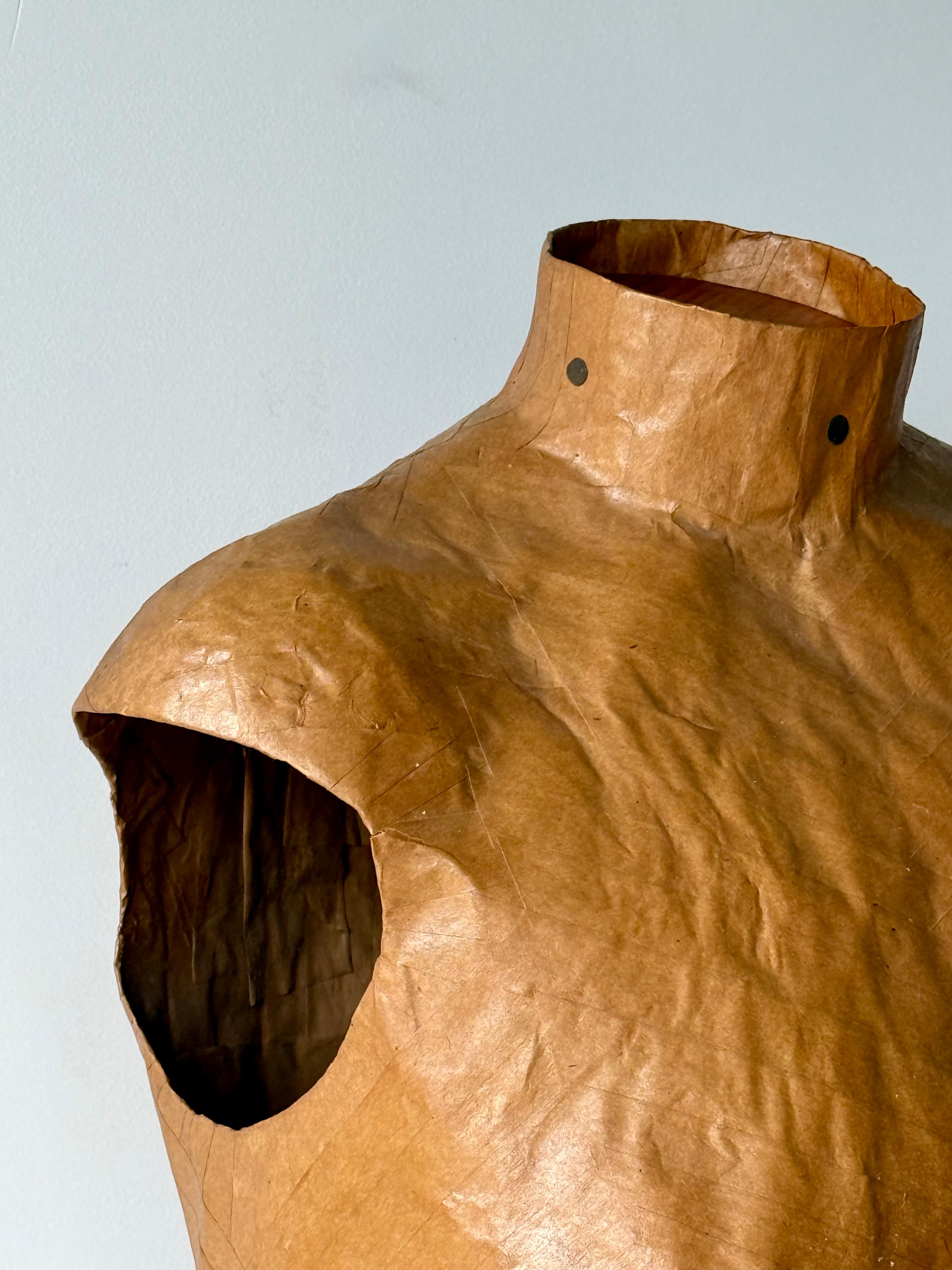 Papier-Mâché Dress Form on Original Wooden Stand, Mid-20th Century For Sale 1