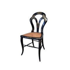 Papier - mâché / Paper Mache and Lacquer Chair with Gilded Design, 19th Century