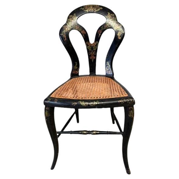 Papier - mâché / Paper Mache and Lacquer Chair with Gilded Design, 19th Century