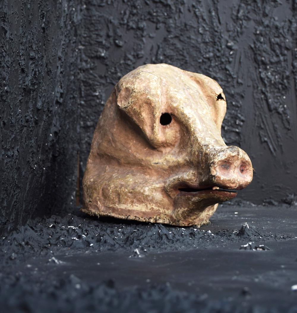 paper mache pig head