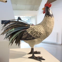 Papier-Mâché Rooster Le Monde