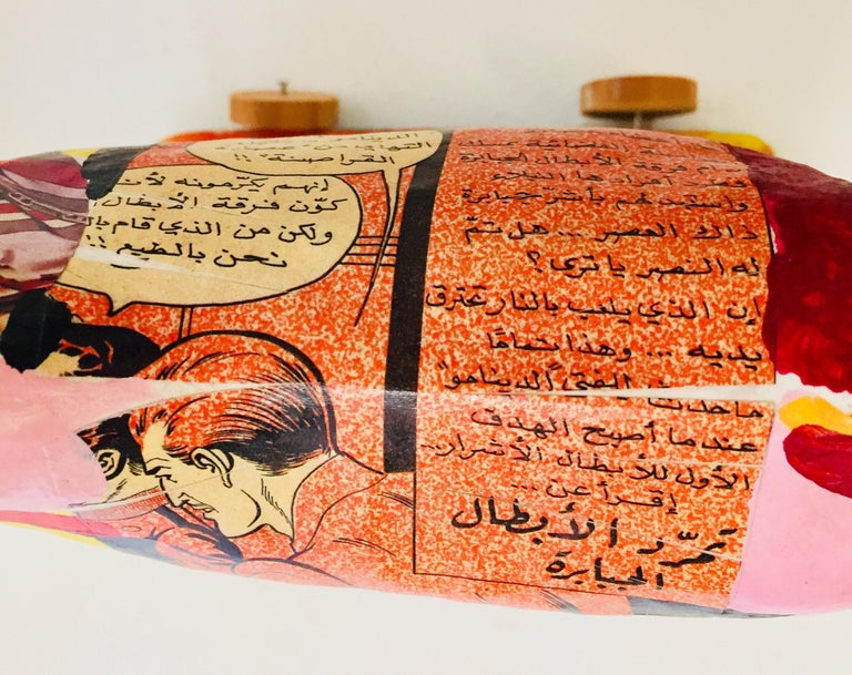 Papier Mâché Sculpture of a Horse in Polychrome Bright Colors Arabic