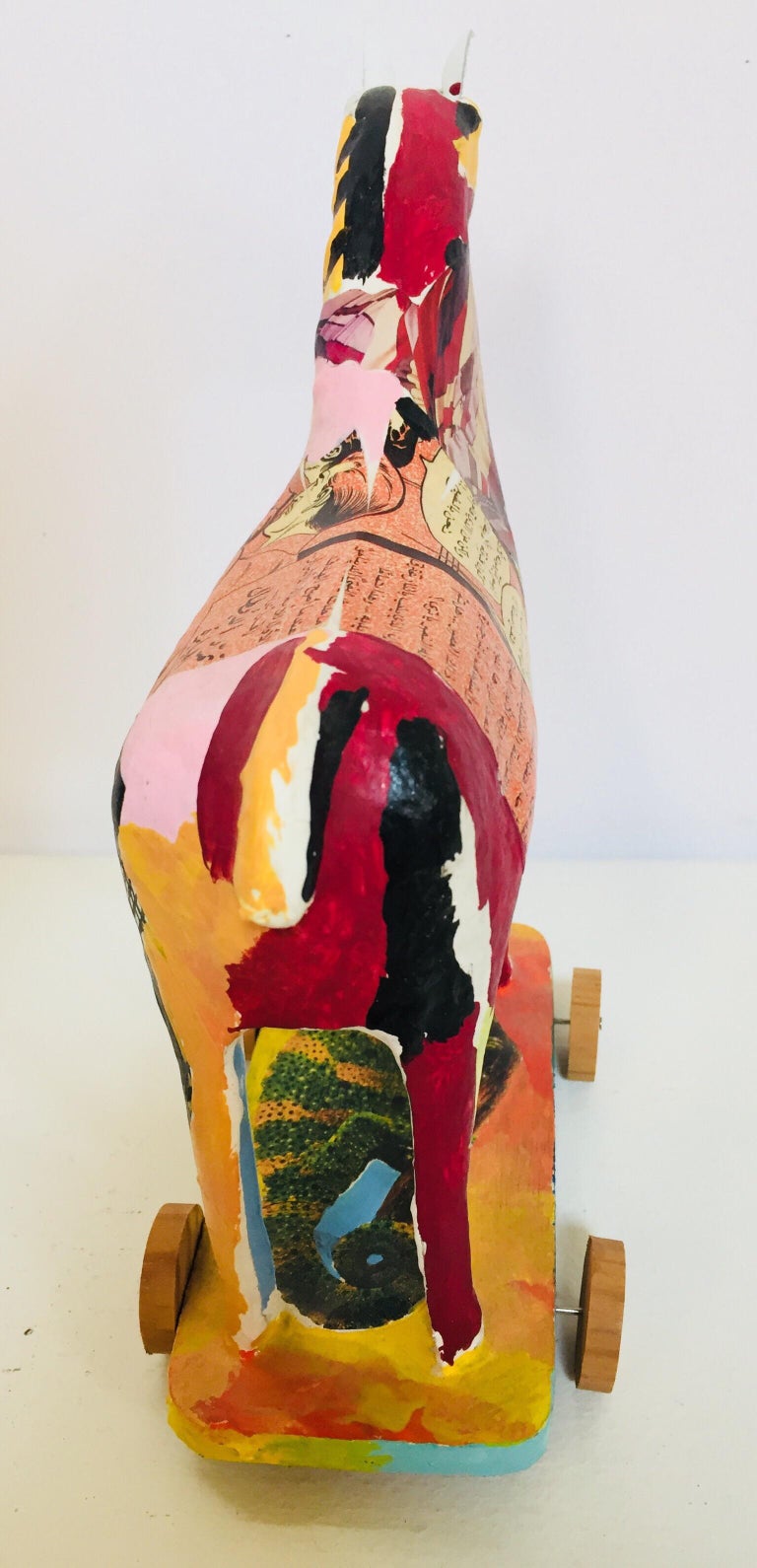 Papier Mâché Sculpture of a Horse in Polychrome Bright Colors Arabic