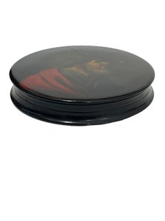 Papier-mâché Snuffbox, Painted with a Portrait of a Bearded Man