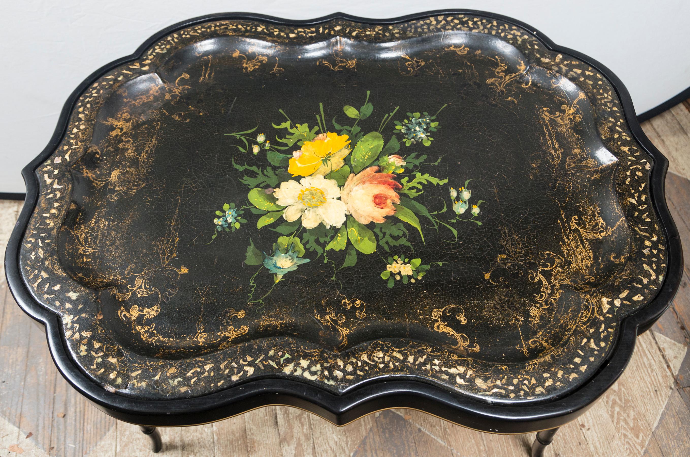 Victorian Papier Mâché Tray on Stand
