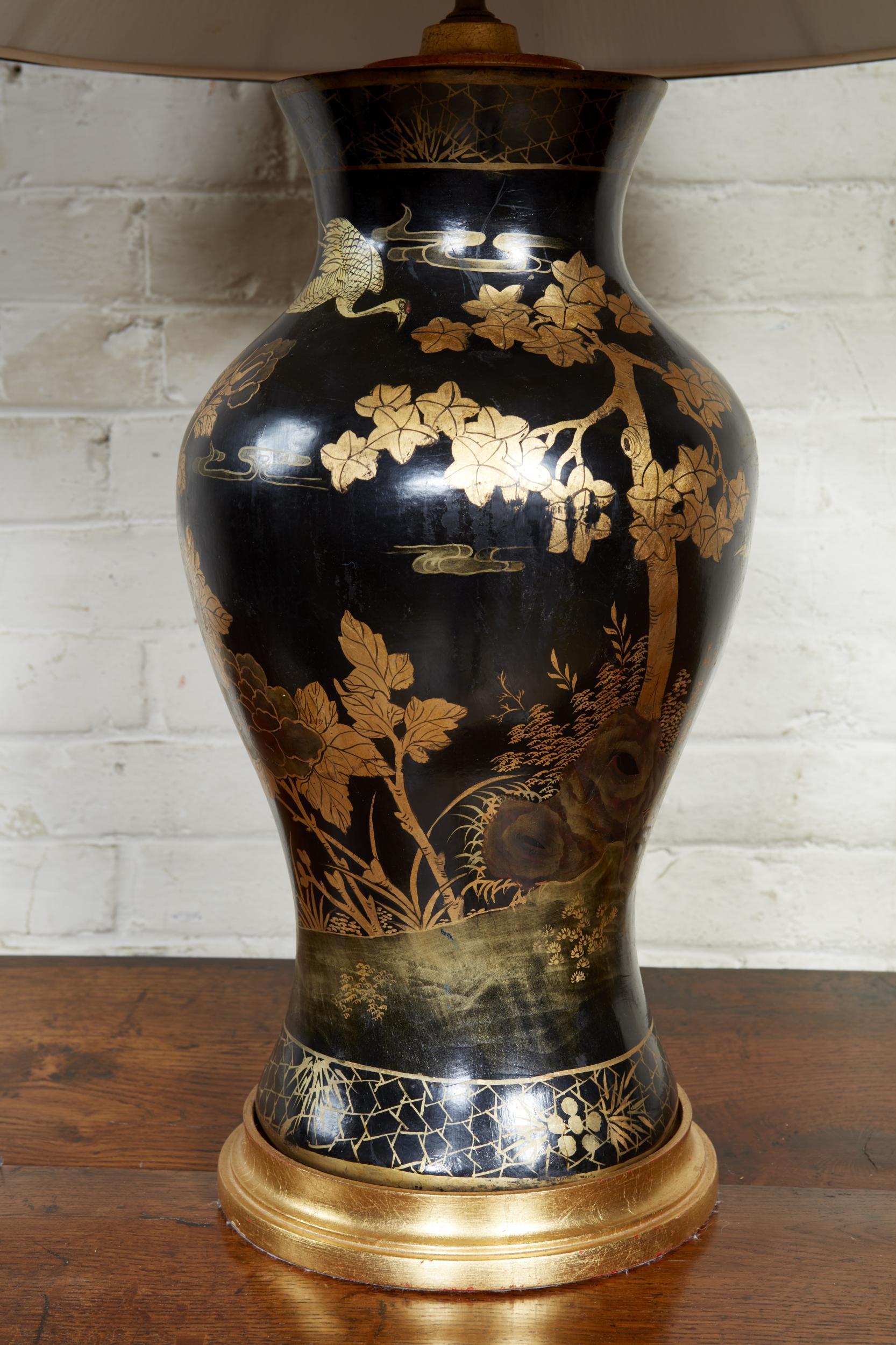 Aesthetic Movement Papier Mache Vase as Lamp For Sale