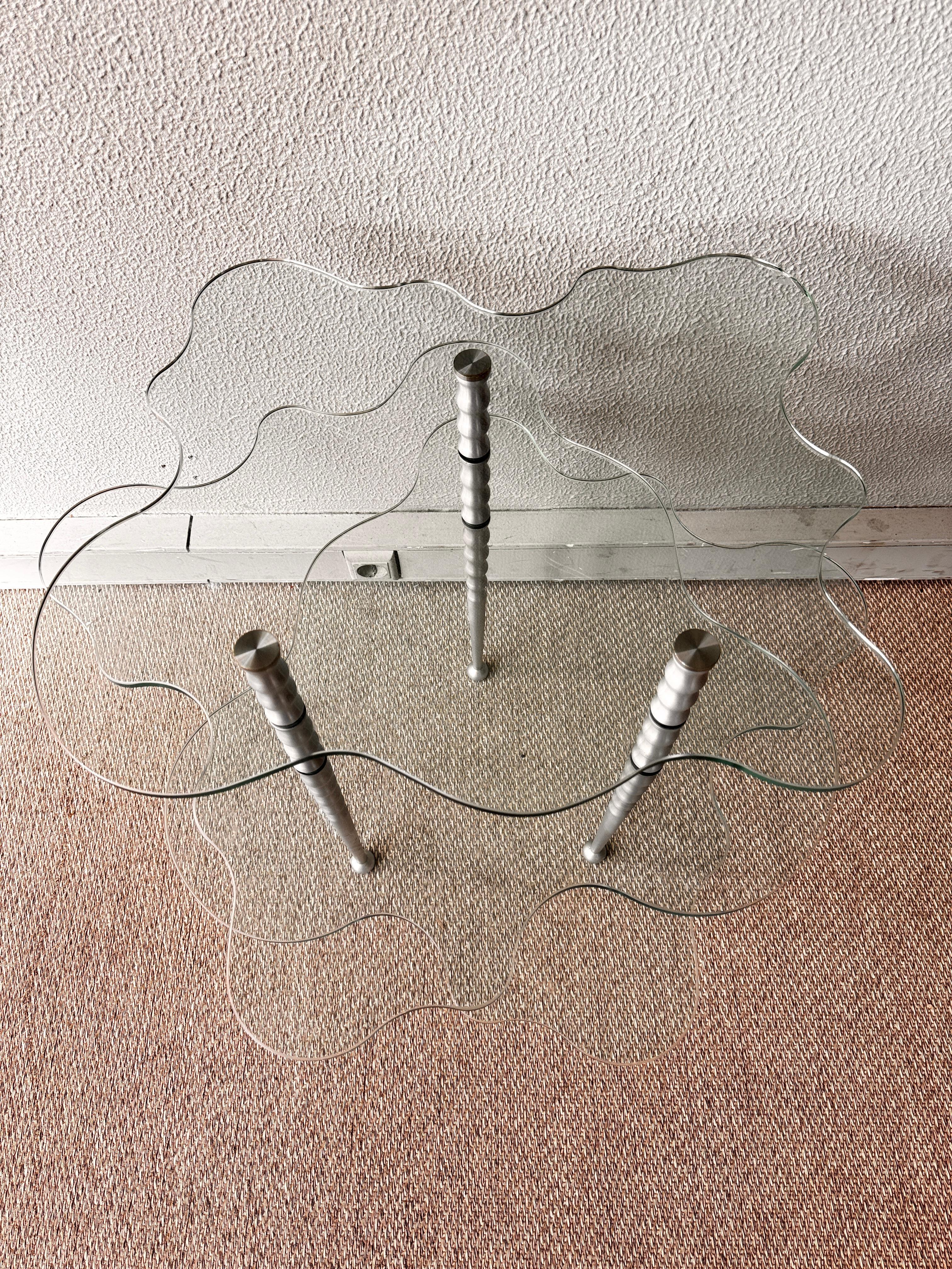 Table d'appoint Papilio 3 niveaux en verre d'Alessandro Mendini pour Zanotta, Italie, années 1990 en vente 4
