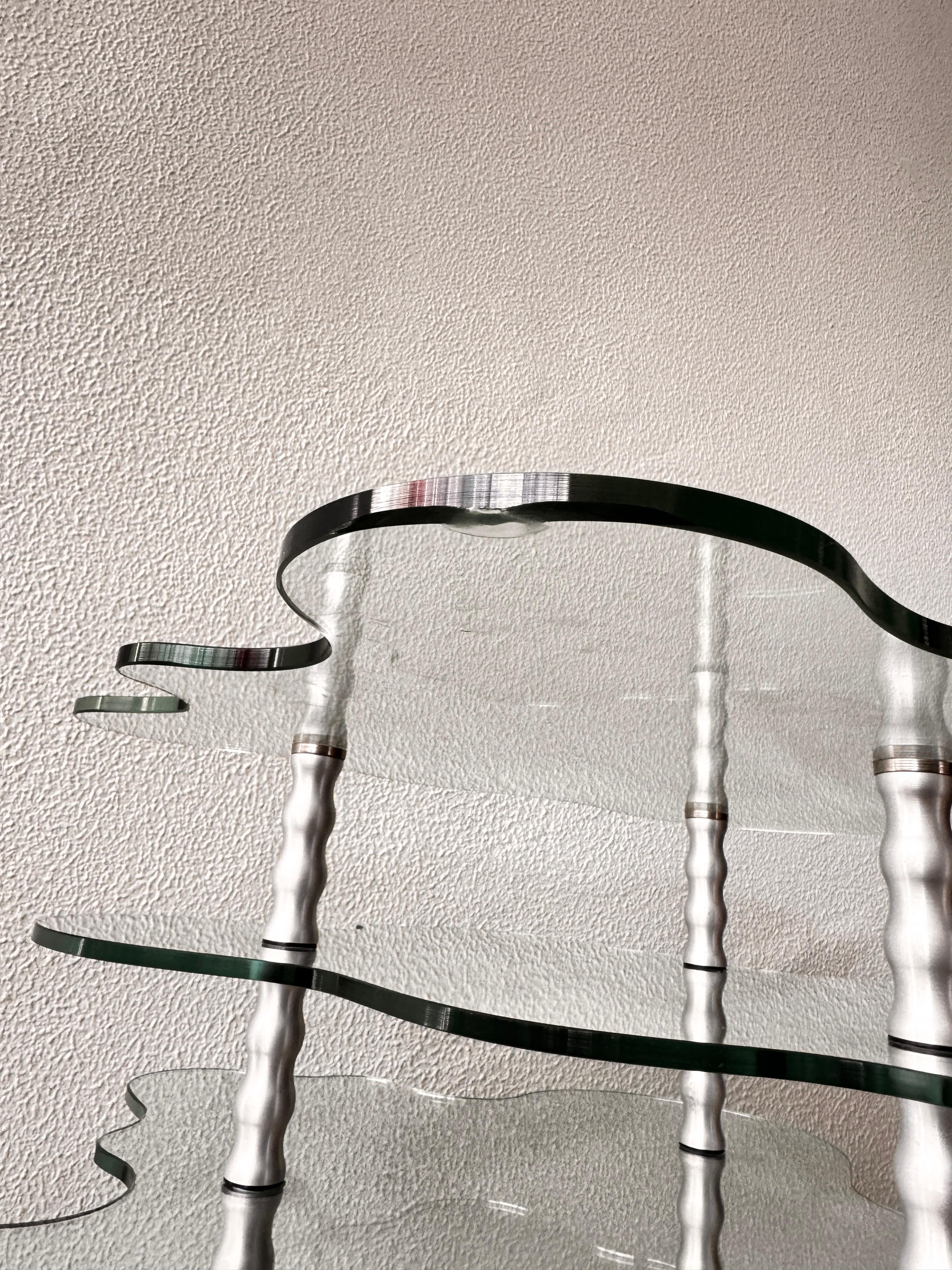 Table d'appoint Papilio 3 niveaux en verre d'Alessandro Mendini pour Zanotta, Italie, années 1990 en vente 7