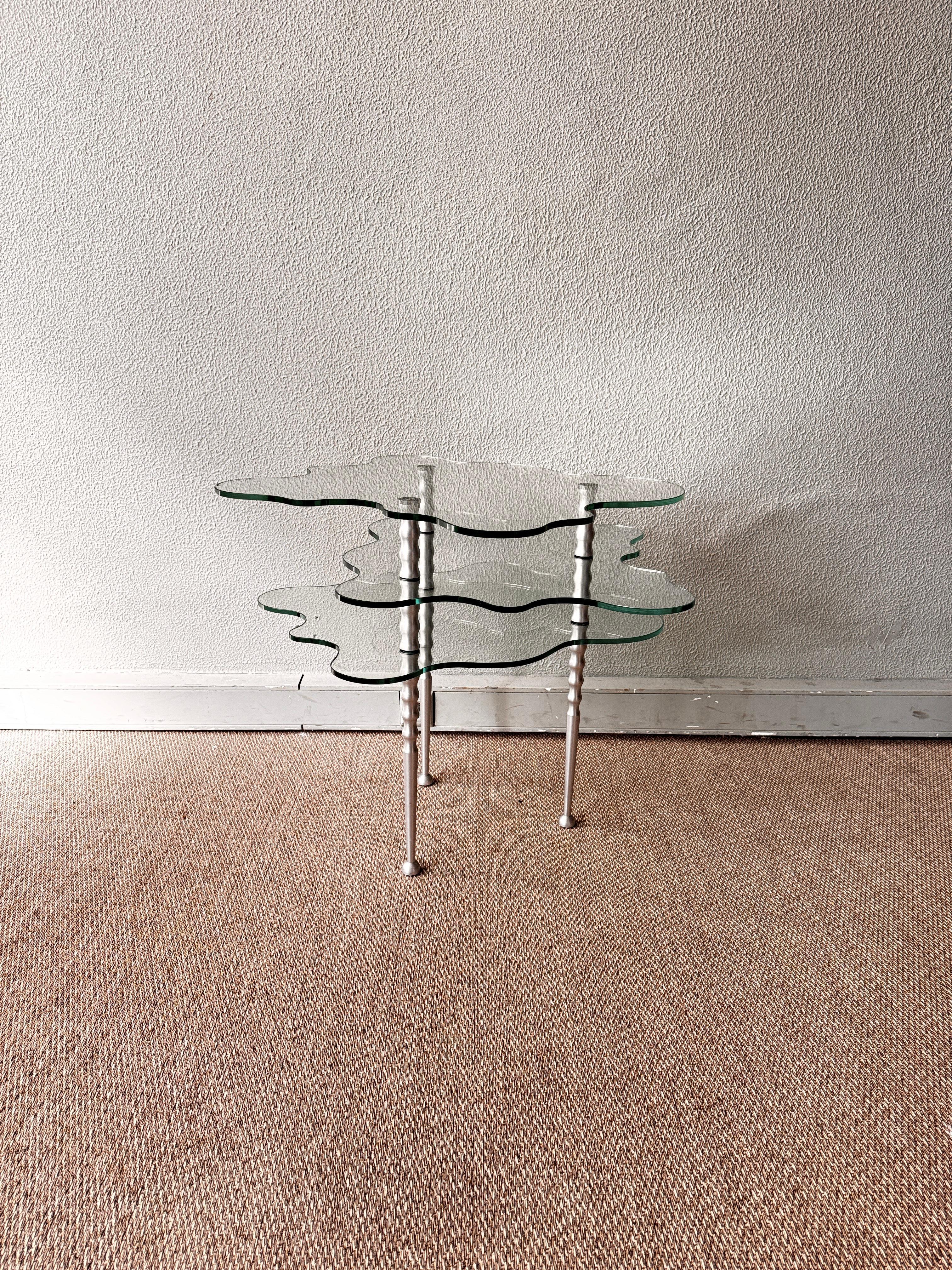 Postmoderne Table d'appoint Papilio 3 niveaux en verre d'Alessandro Mendini pour Zanotta, Italie, années 1990 en vente