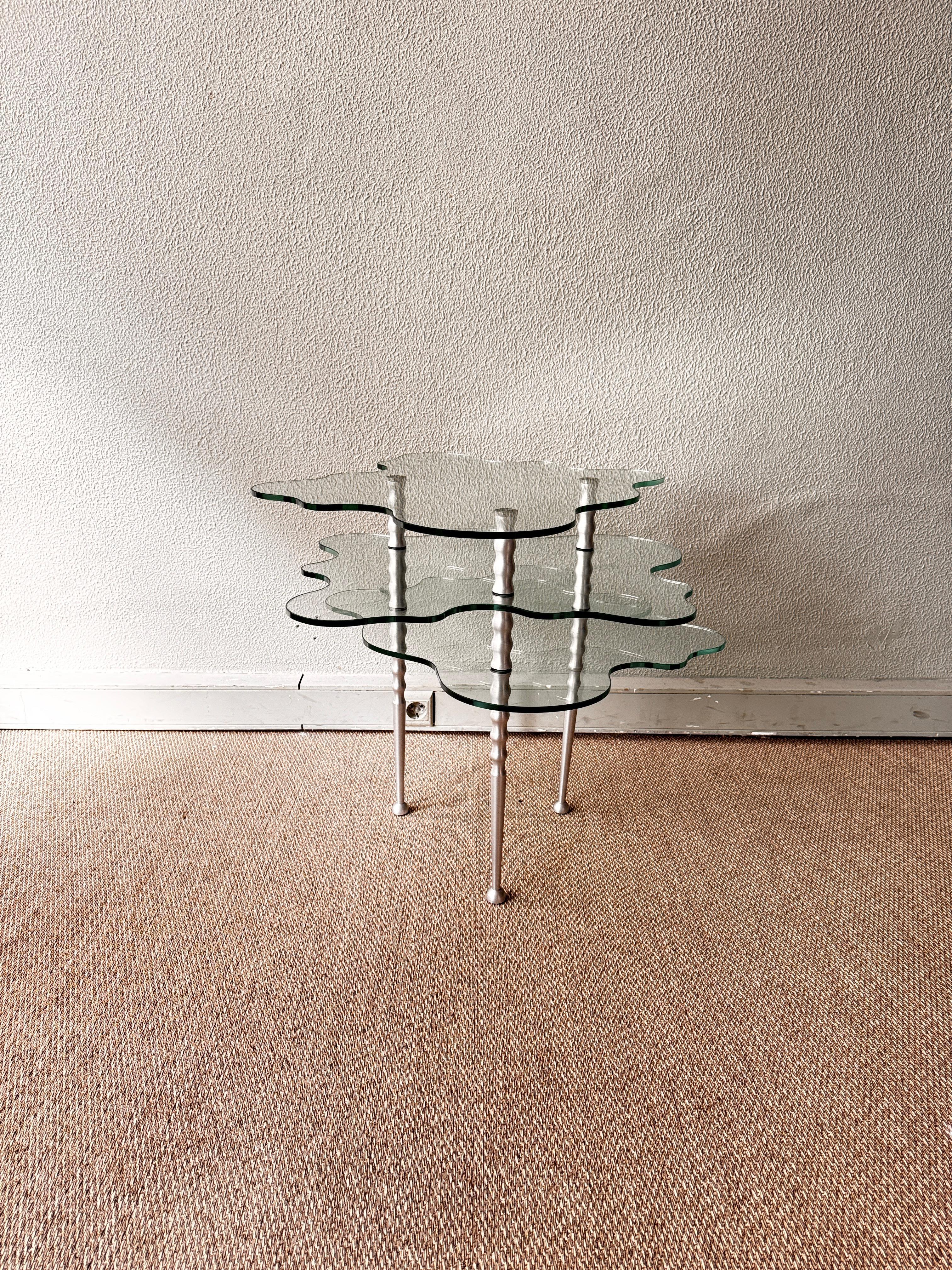 italien Table d'appoint Papilio 3 niveaux en verre d'Alessandro Mendini pour Zanotta, Italie, années 1990 en vente