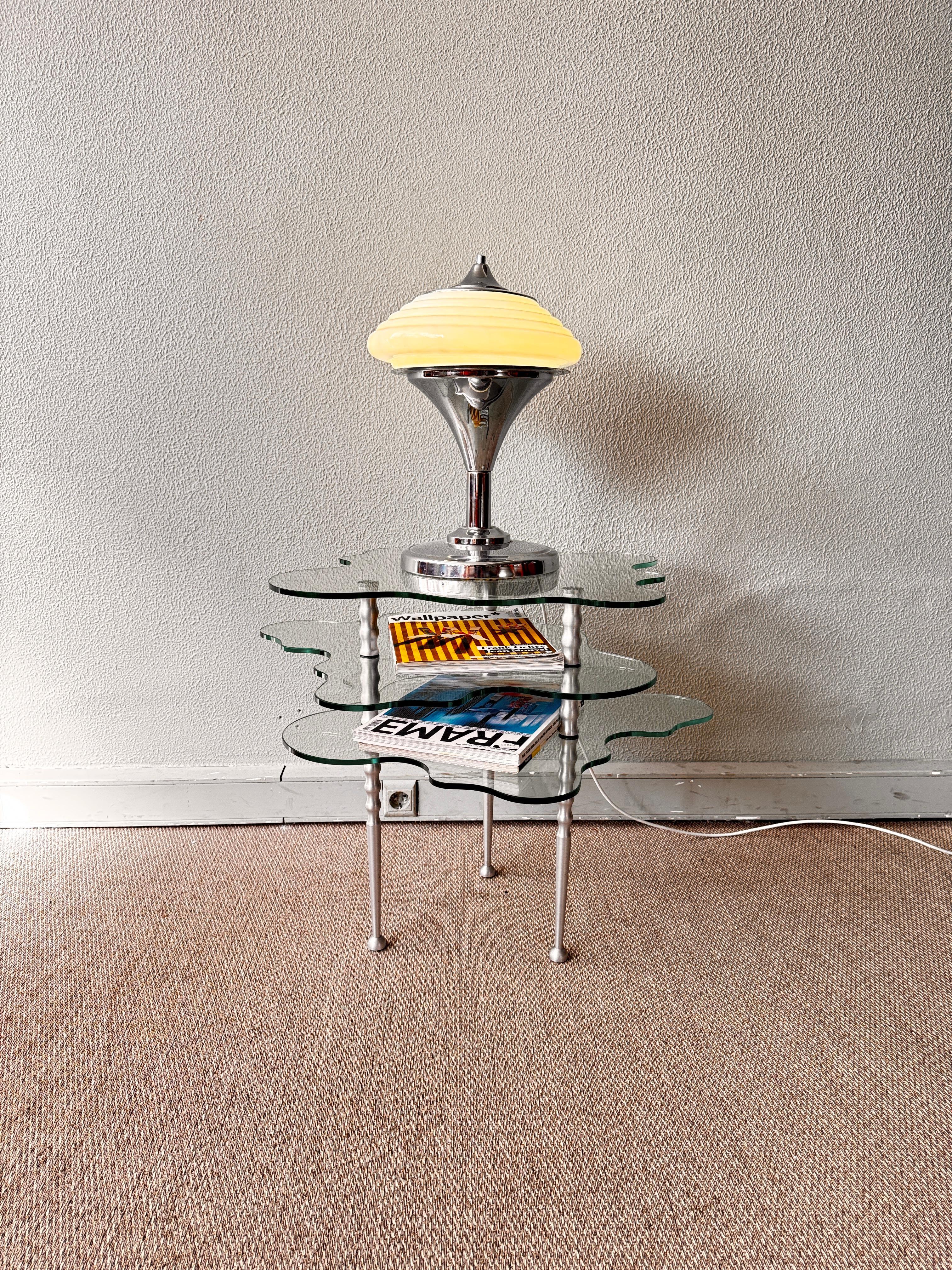 Métal Table d'appoint Papilio 3 niveaux en verre d'Alessandro Mendini pour Zanotta, Italie, années 1990 en vente