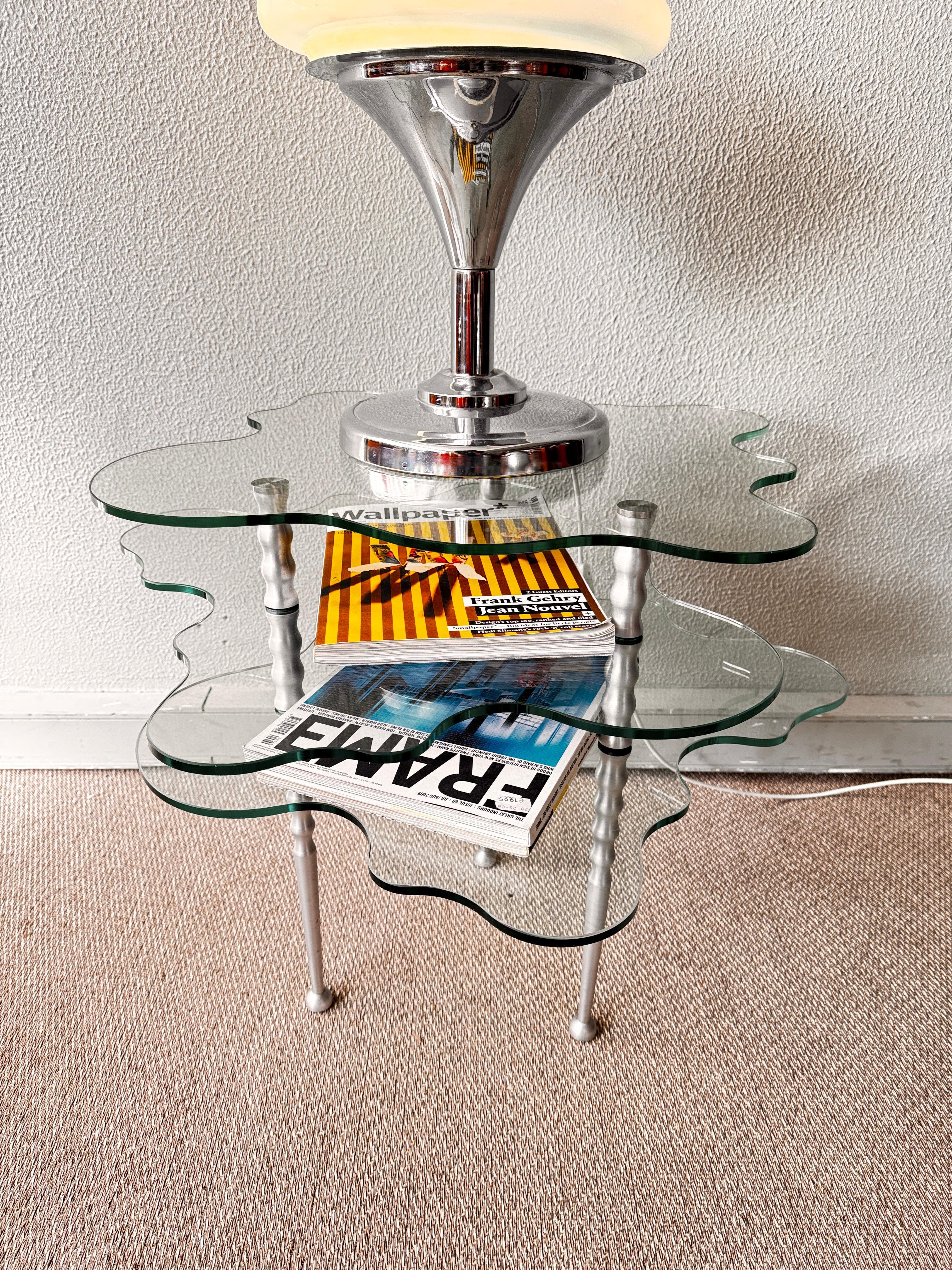 Table d'appoint Papilio 3 niveaux en verre d'Alessandro Mendini pour Zanotta, Italie, années 1990 en vente 1