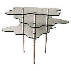 Papilio 3 Trier Glass Side Table by Alessandro Mendini for Zanotta 1990's Italy