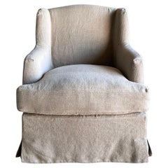 Papillion 100% Pure Linen Slip Covered Wing Back Style Chair