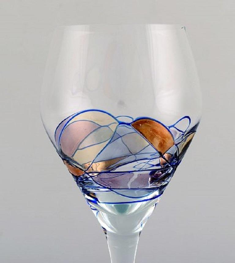 Papillon / Casa Grande, Tiffany, Five Large MouthBlown Wine Glasses