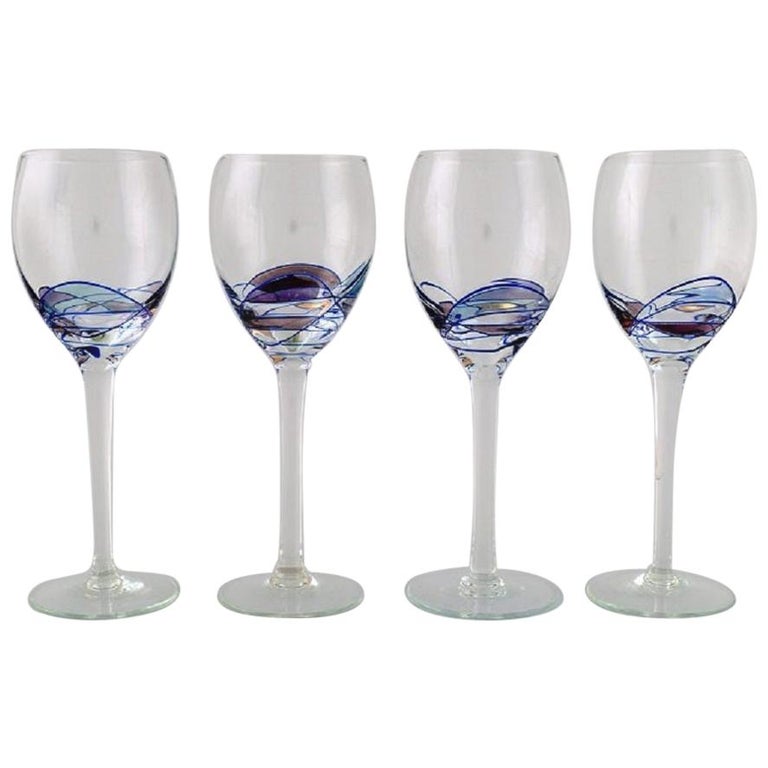 Papillon / Casa Grande, Tiffany, Four MouthBlown Wine Glasses, 1980s