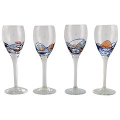 Vintage Papillon / Casa Grande, Tiffany & Co. Four Mouth-Blown Wine Glasses, 1980s