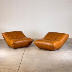 Sedie da salotto 'Papillon' di Guido Maria Rosati per Giovannetti, 1972, Pelle