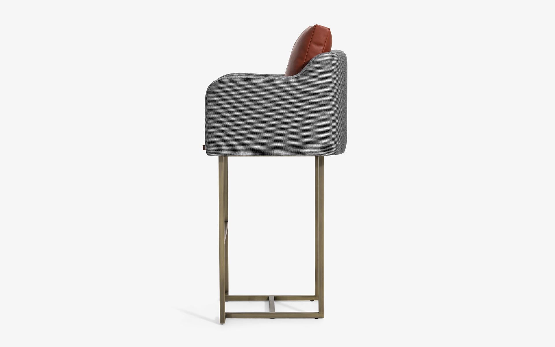 Turkish Papillonne Bar Chair in Brass Plated Metal Leg For Sale