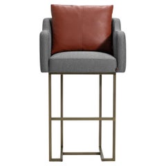 Papillonne Bar Chair in Brass Plated Metal Leg