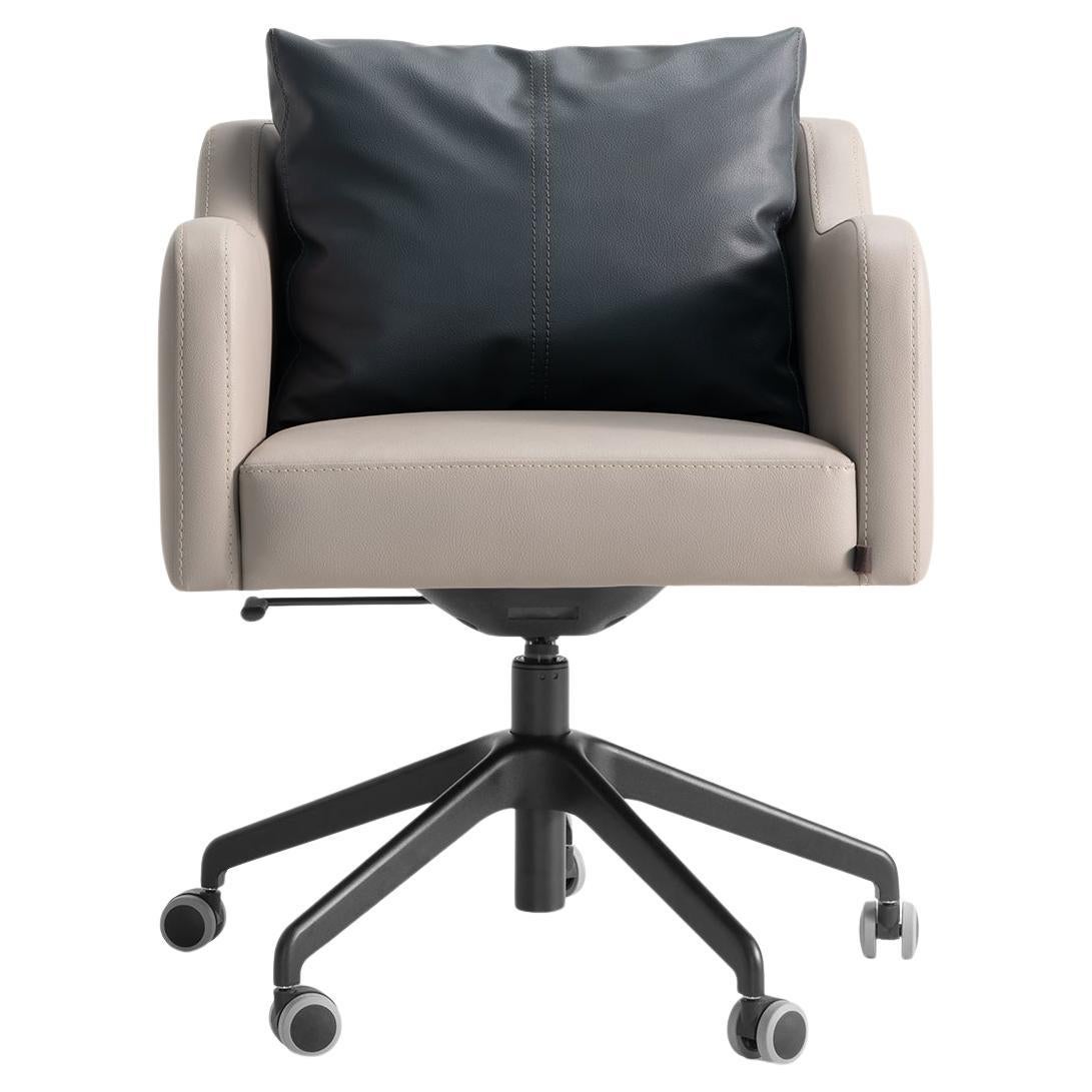 Papillonne Black Swivel Wheeled Office Chair in Faux Leather For Sale