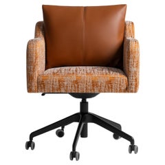 Papillonne Black Swivel Wheeled Office Chair in Orange Fabric