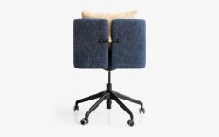Papillonne Blue and Beige Swivel Office Chair with Black Wheel