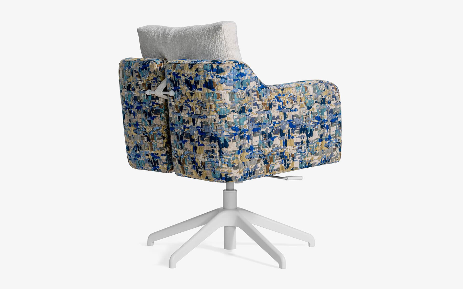 Hand-Crafted Papillonne Blue Kenzo Fabric Modern Office Chair by lagu For Sale