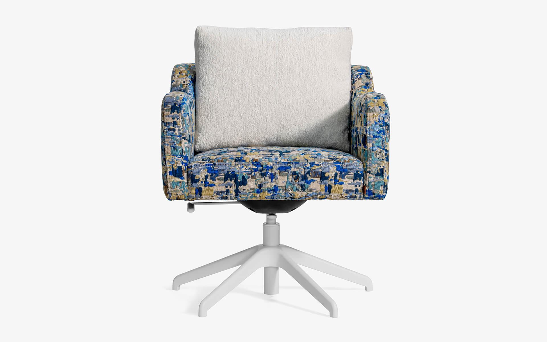 Papillonne Blue Kenzo Fabric Modern Office Chair by lagu For Sale