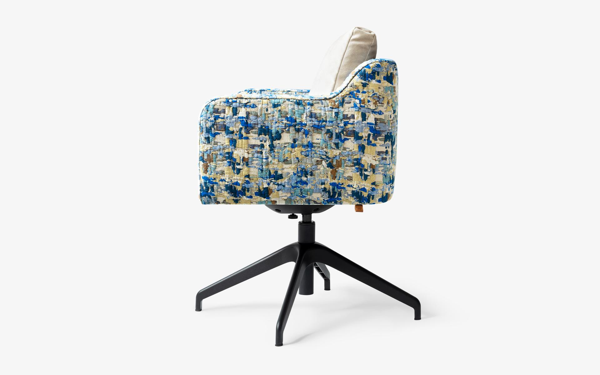 Modern Papillonne Blue Kenzo Swivel Black Office Chair For Sale