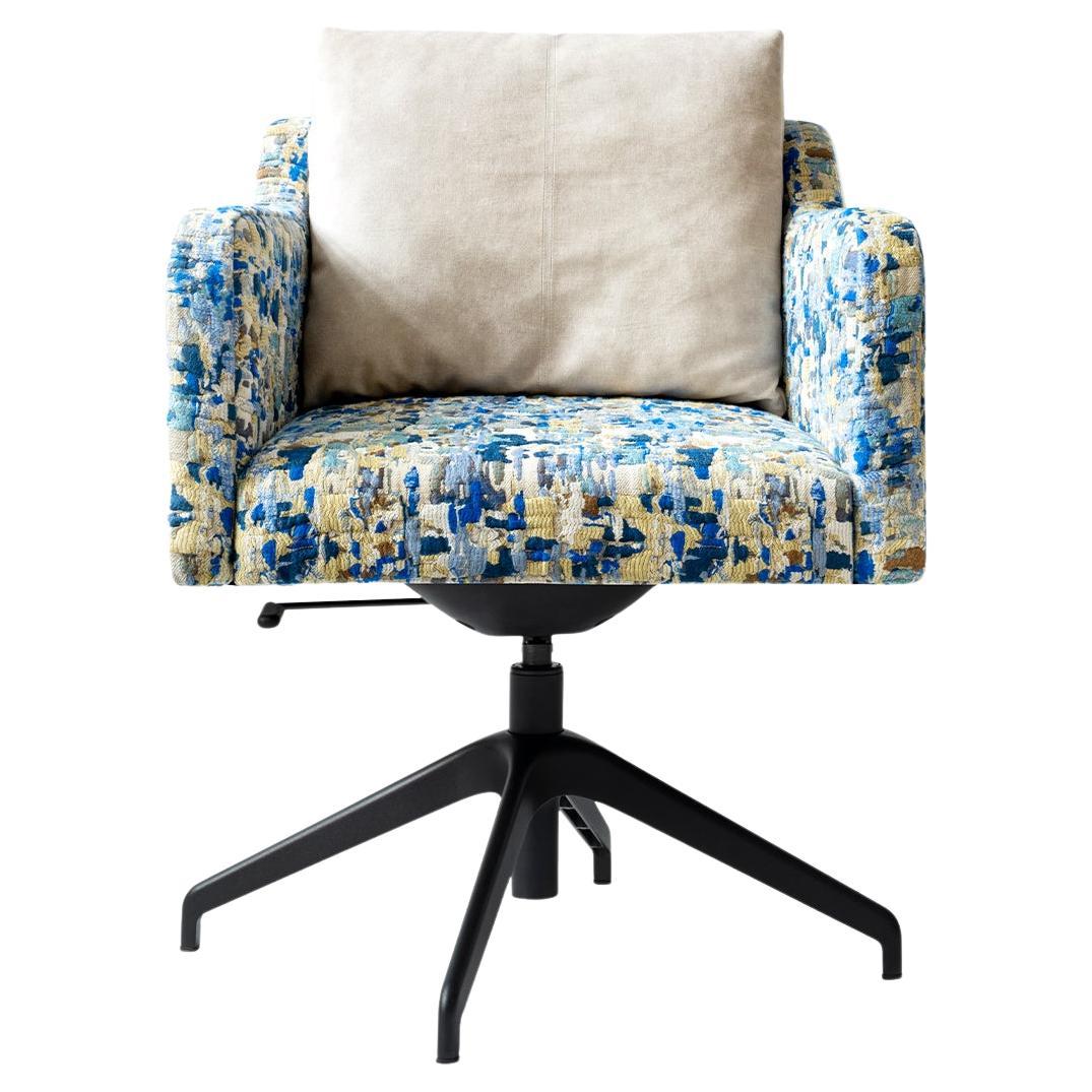 Papillonne Blue Kenzo Swivel Black Office Chair For Sale