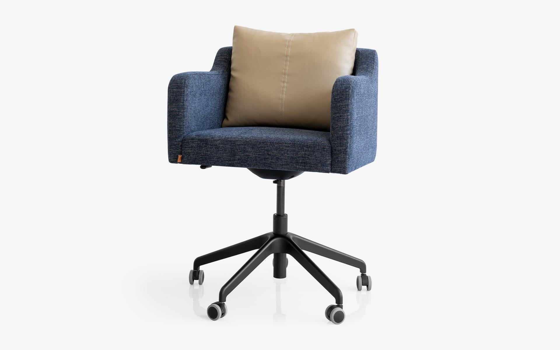 Modern Papillonne Blue Swivel Office Chair with Black Wheel **LEAD TIME 5 WEEKS** For Sale
