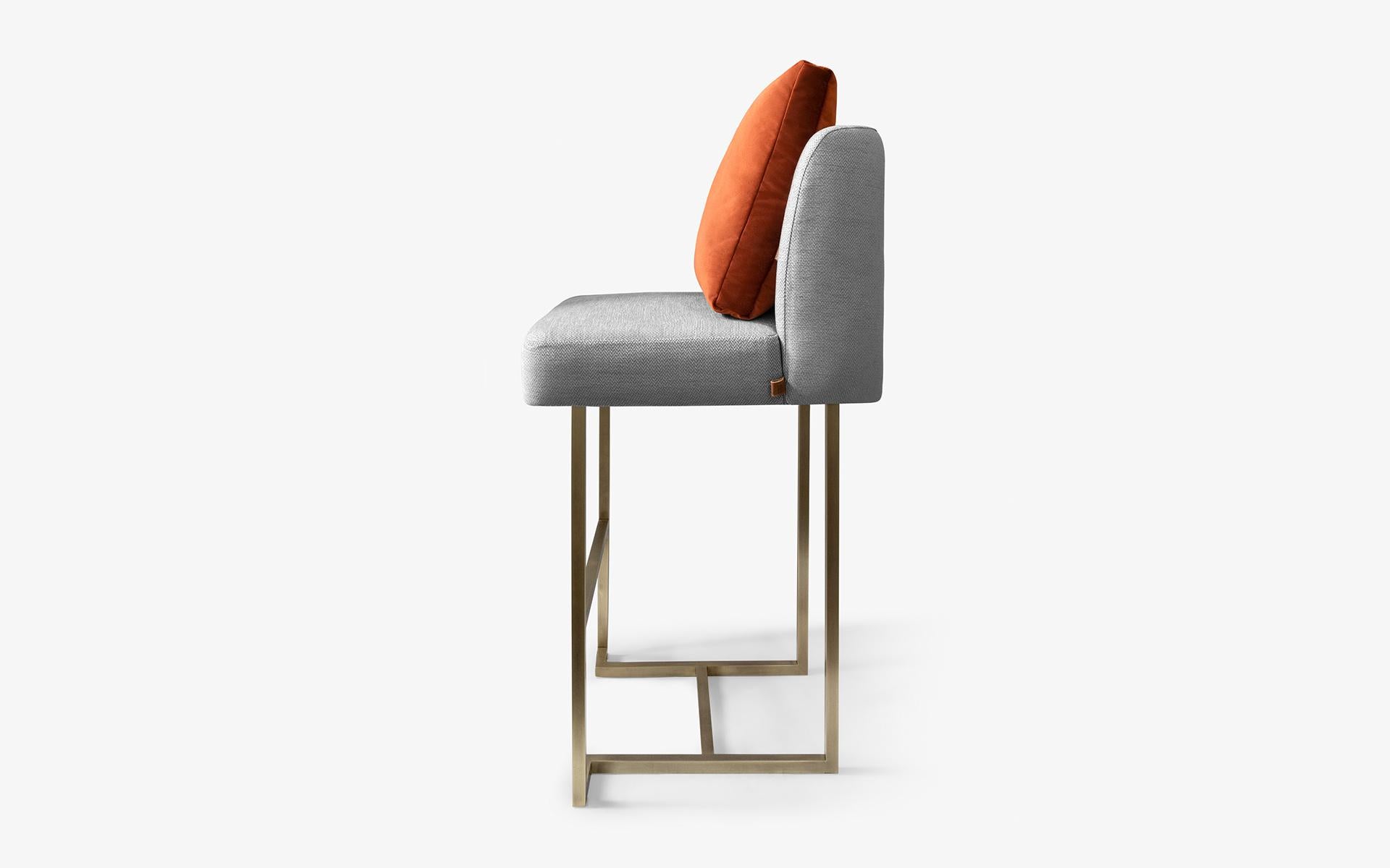 Modern Papillonne Brass Bar Chair Without Armrest For Sale