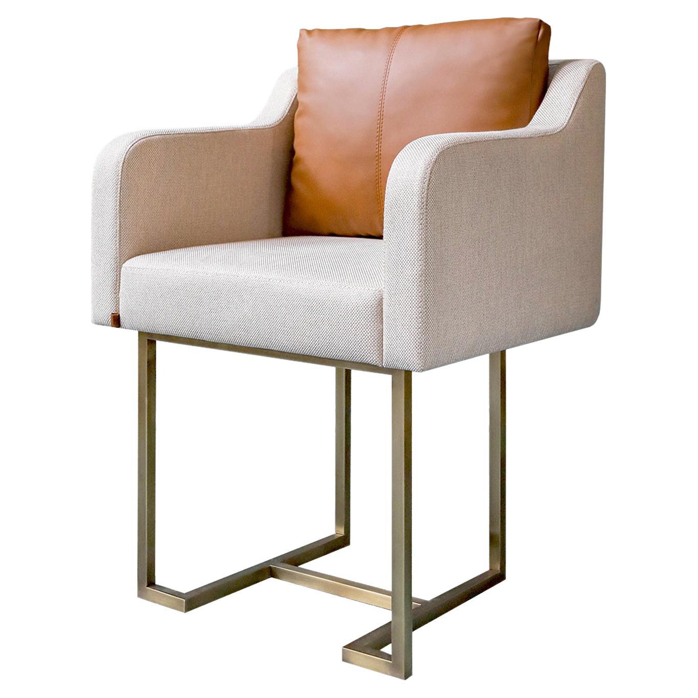 Papillonne Brass Plated Chair with High Pillow