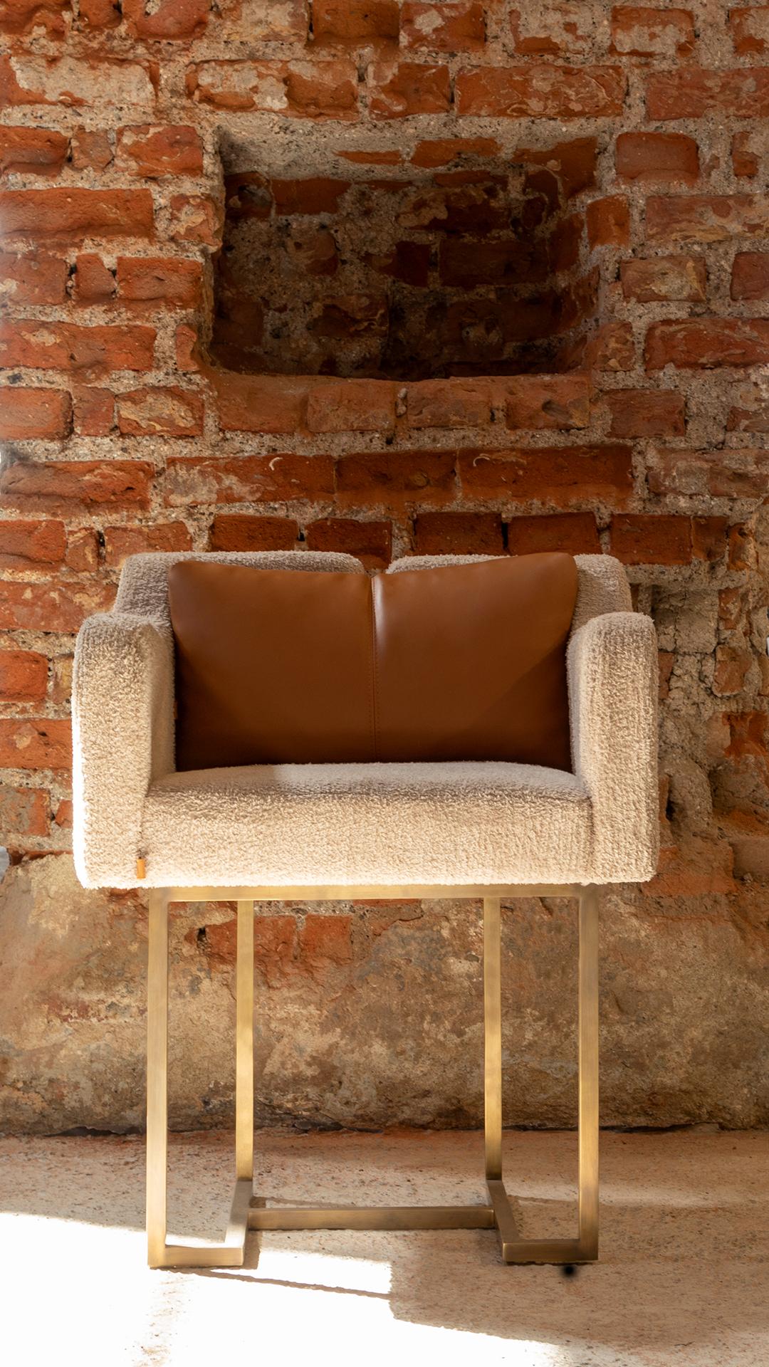 Papillonne Brass Plated Chair with Pillow For Sale 2