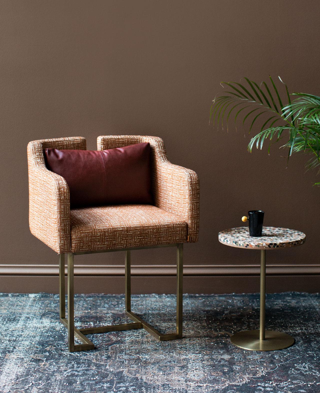 Papillonne Brass Plated Chair with Pillow For Sale 11