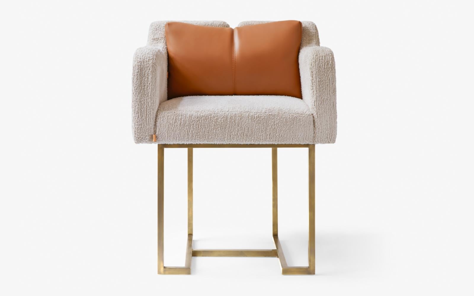 Contemporary Papillonne Brass Chair with Pillow For Sale