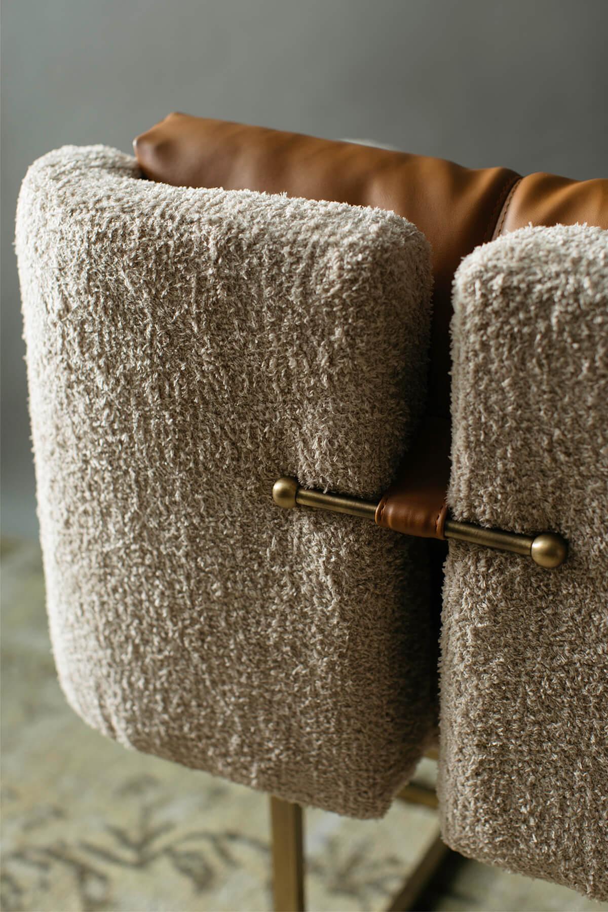 Modern Papillonne Brass Plated Chair with Pillow For Sale