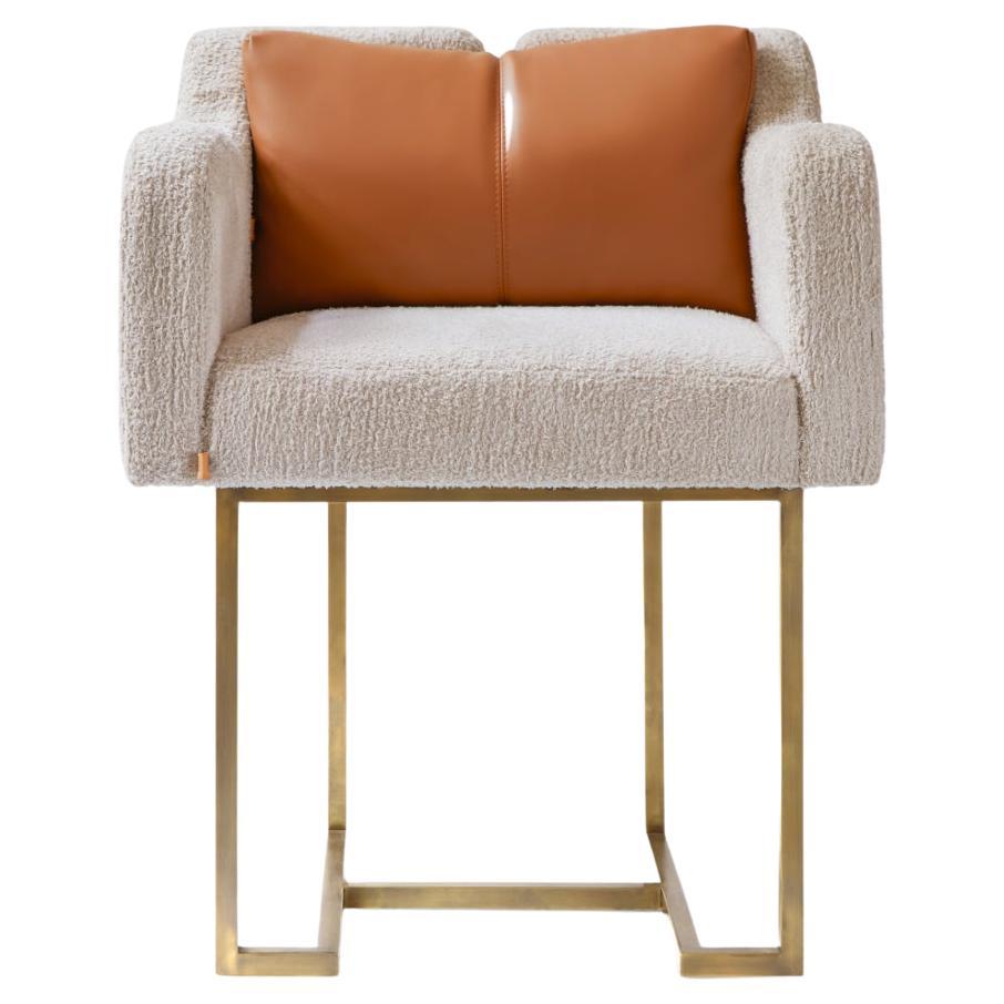 Papillonne Brass Chair with Pillow For Sale