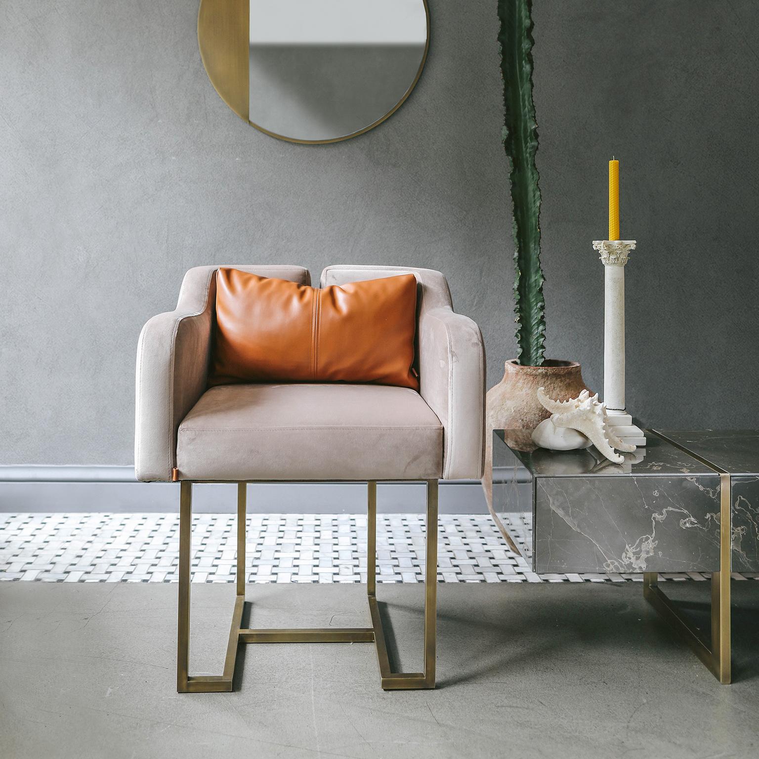 Papillonne Brass Plated Chair with Pillow 'Set of 4' For Sale 5